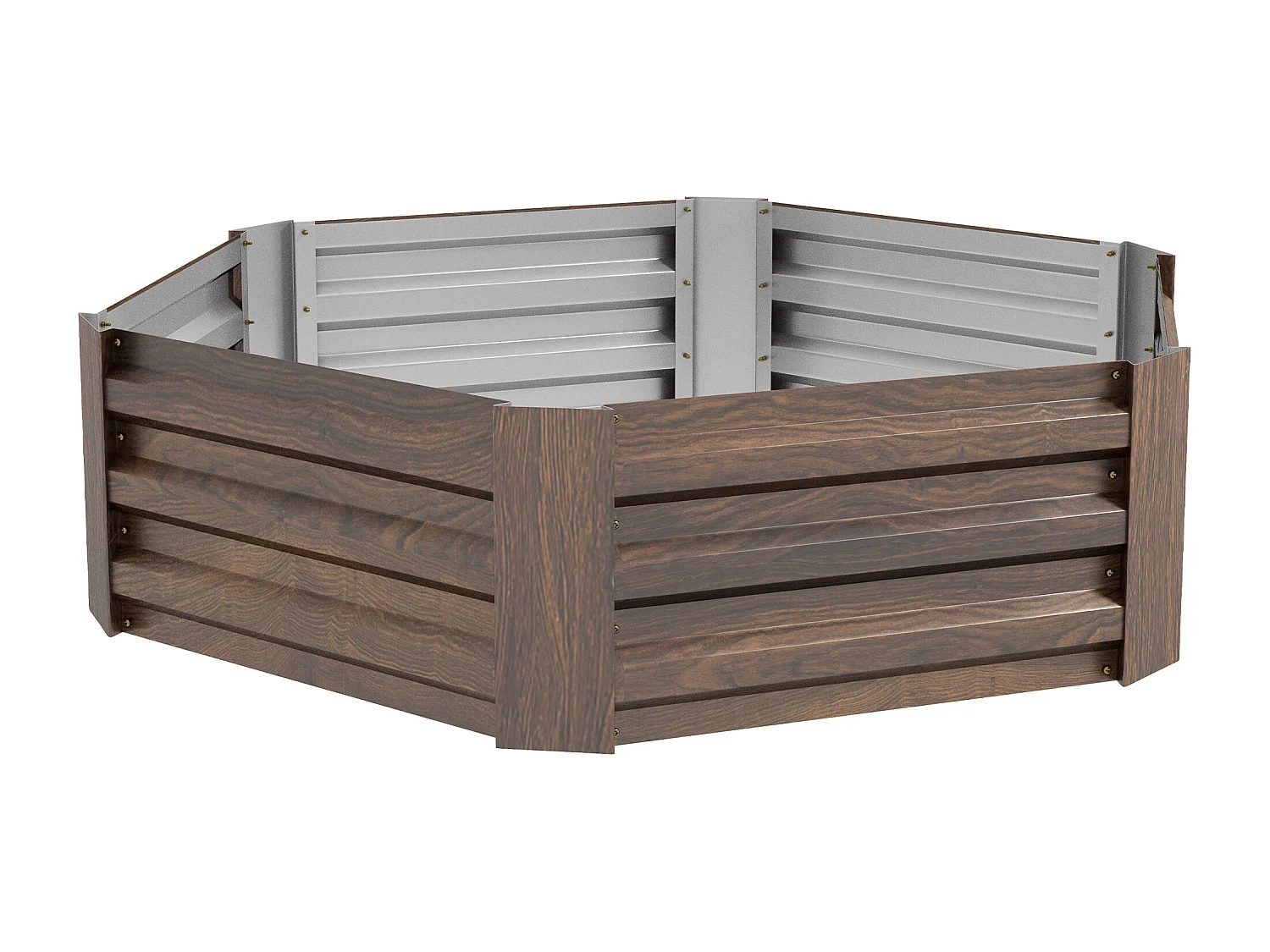 Letto per orto rialzato esagonale in acciaio galvanizzato, marrone