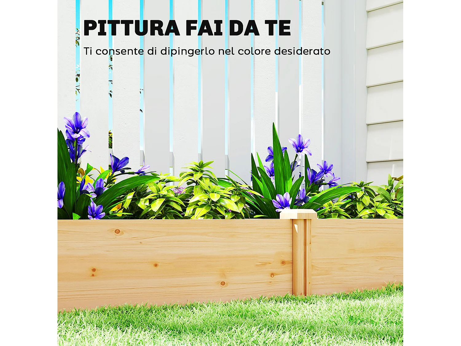 Orto in cassetta in legno con divisorio centrale e fondo aperto