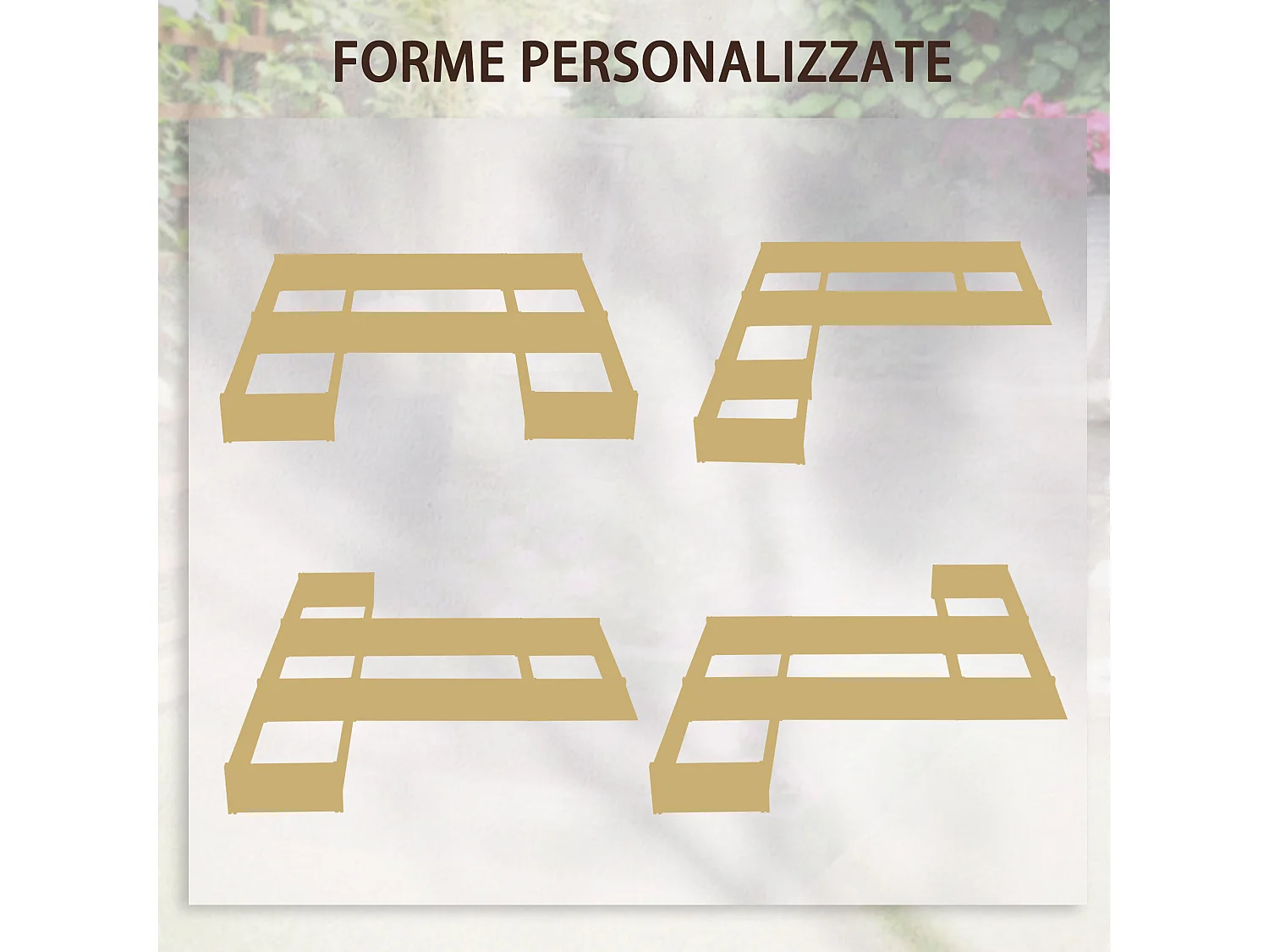Fioriera da esterno 5 pezzi a fondo aperto in legno di abete