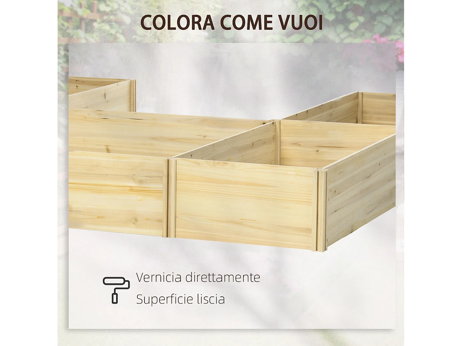 Fioriera da esterno 5 pezzi a fondo aperto in legno di abete