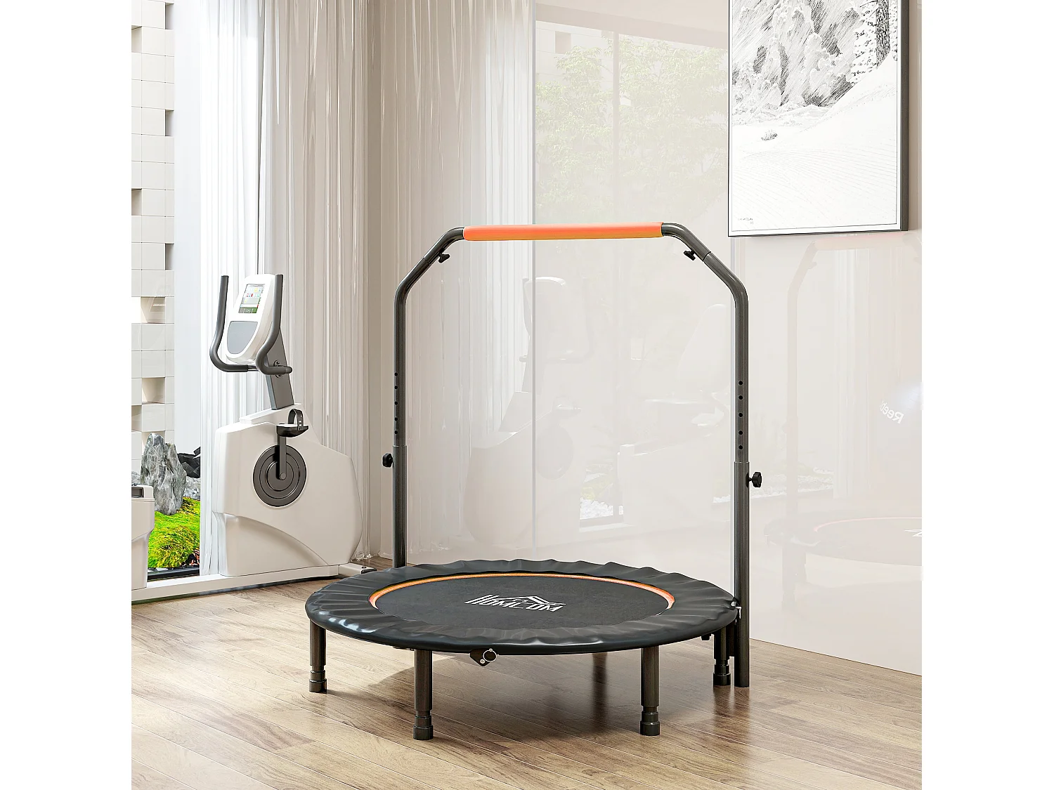 Trampolino fitness Ø114 cm pieghevole e regolabile arancione e nero