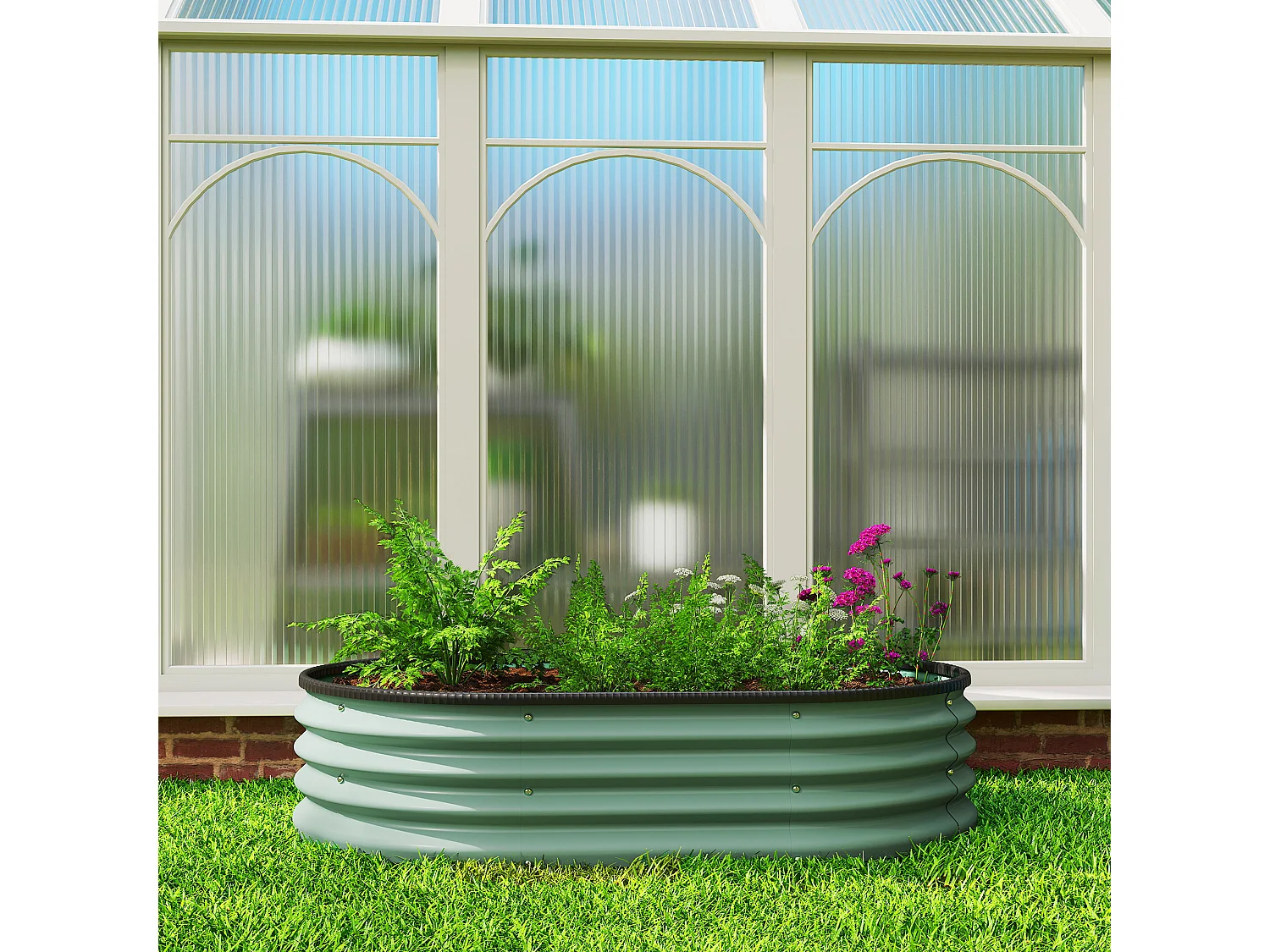 Set di 2 aiuole rialzate modulari in metallo galvanizzato verde