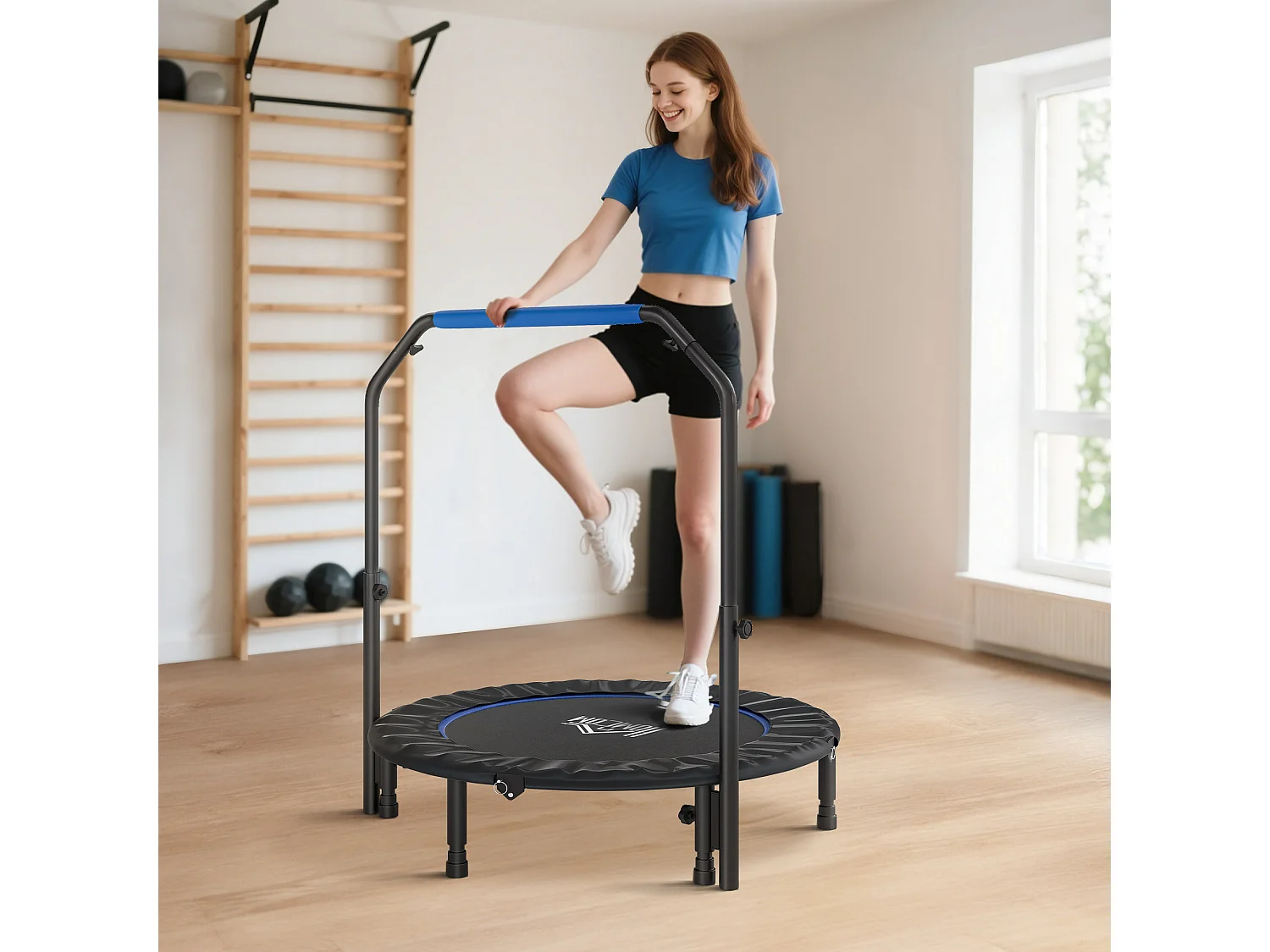 Trampolino fitness Ø114 cm pieghevole e regolabile arancione e nero