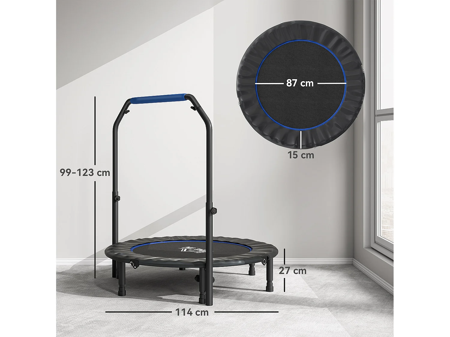 Trampolino fitness Ø114 cm pieghevole e regolabile arancione e nero