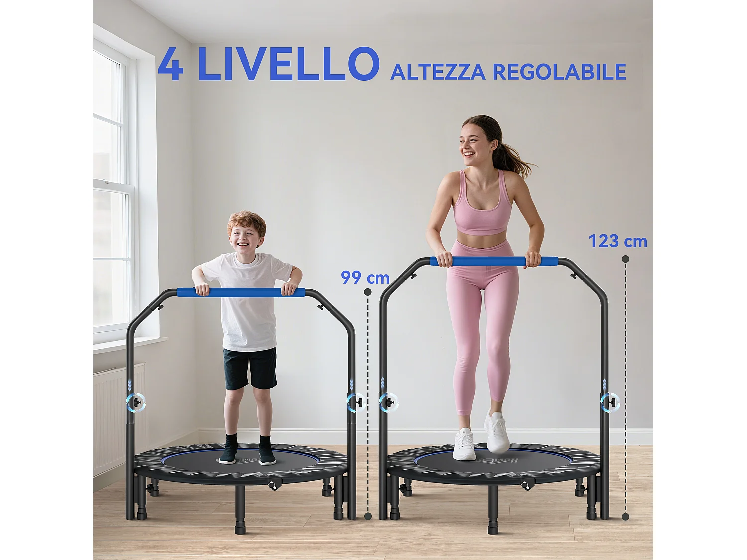 Trampolino fitness Ø114 cm pieghevole e regolabile arancione e nero