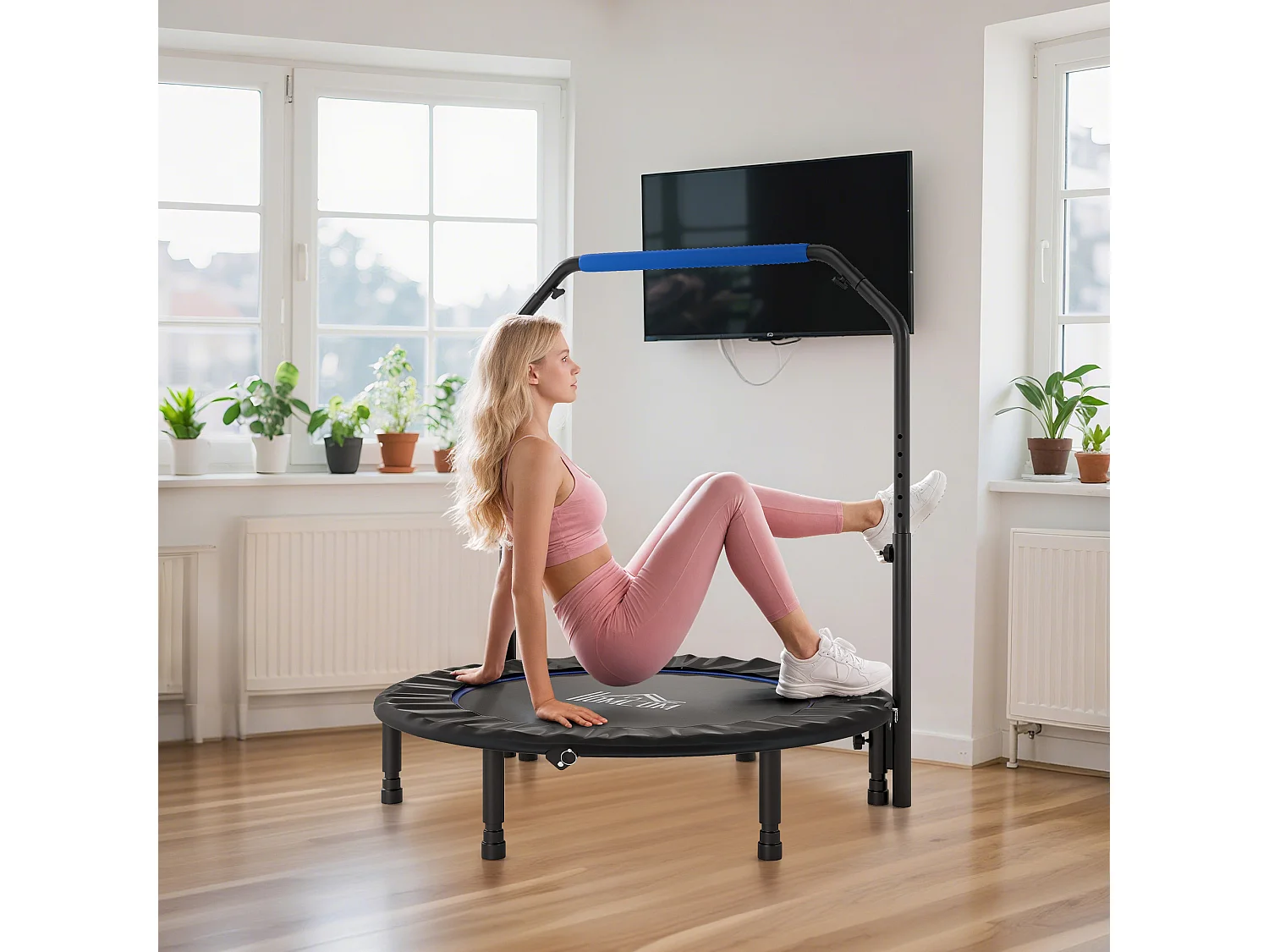 Trampolino fitness Ø114 cm pieghevole e regolabile arancione e nero