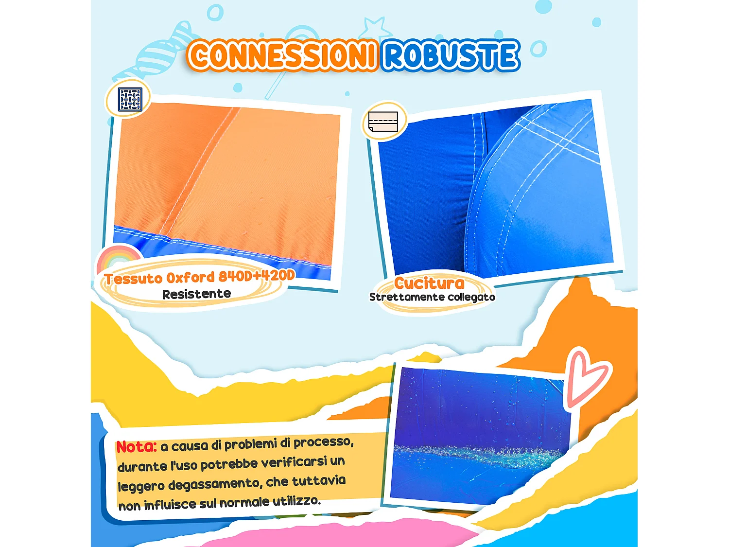 Castello gonfiabile per bambini con scivolo e piscina tema mare