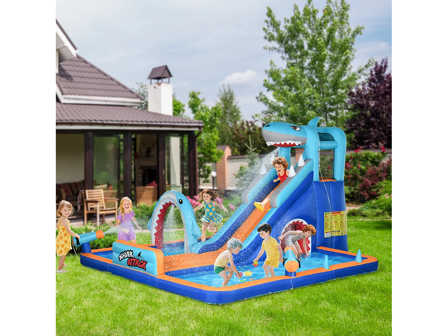 Castello gonfiabile per bambini 3-8 anni con gonfiatore incluso