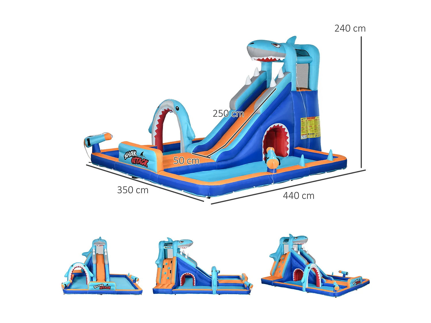 Castello gonfiabile per bambini 3-8 anni con gonfiatore incluso