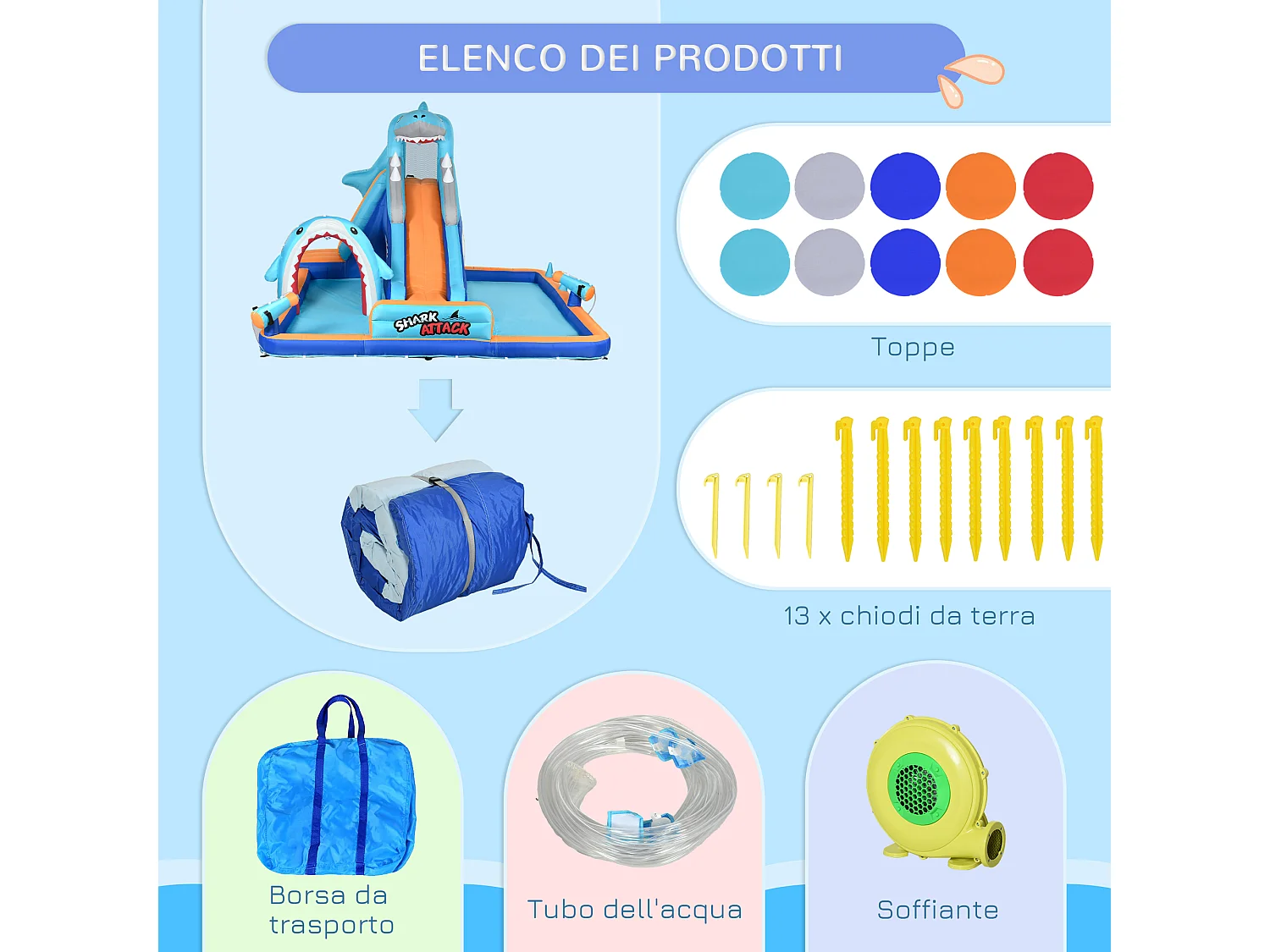 Castello gonfiabile per bambini 3-8 anni con gonfiatore incluso