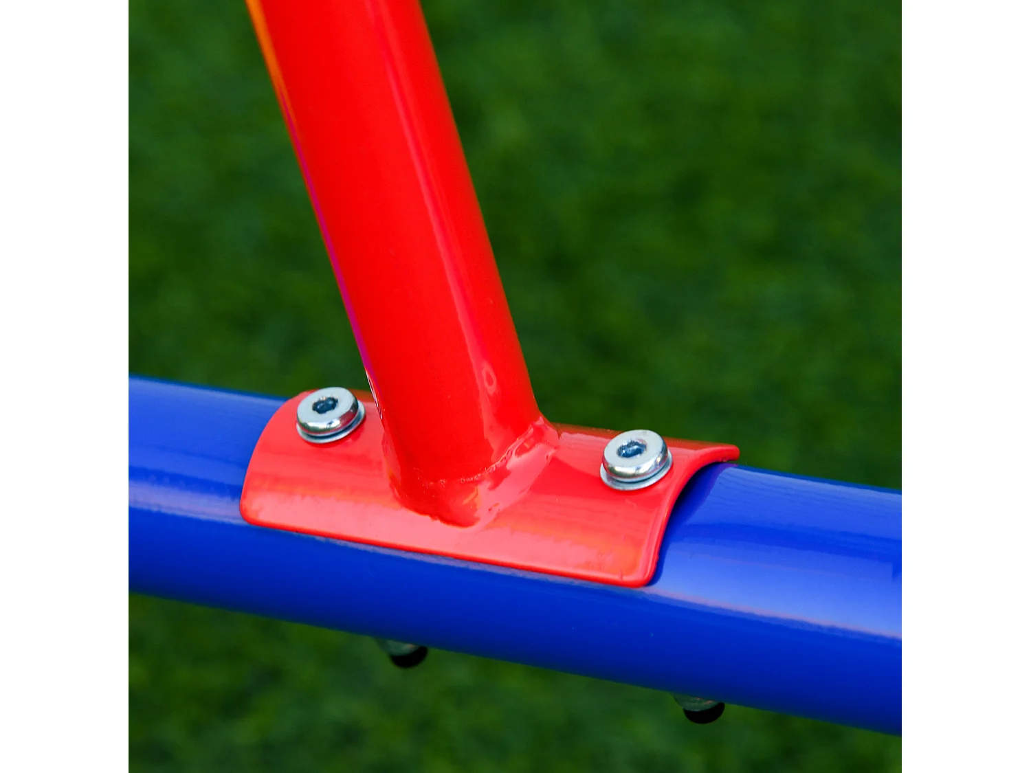 Altalena per bambini doppia a bilico girevole a 360° in metallo e PP età 3-8 anni 182x77x63cm multicolore