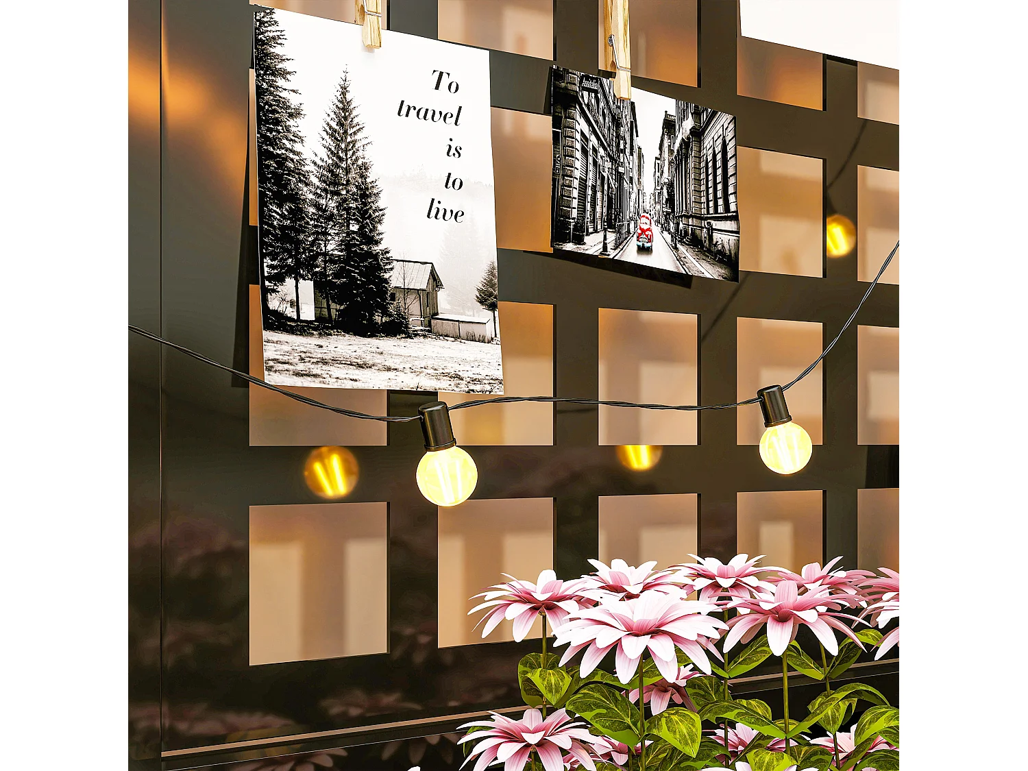 Fioriera con spalliera per rampicanti e frangivista nero