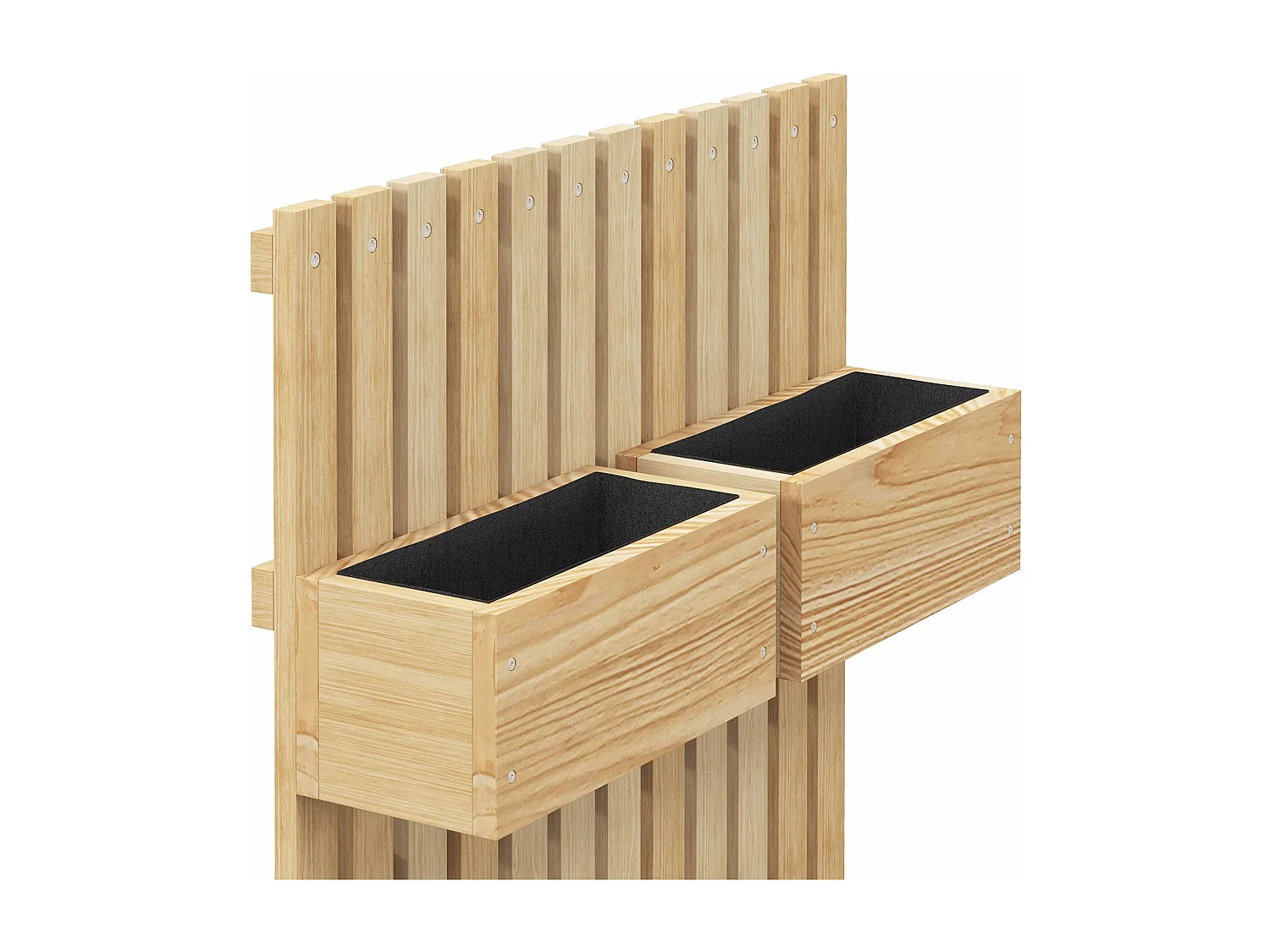 Fioriera con grigliato e fori di drenaggio in legno di abete