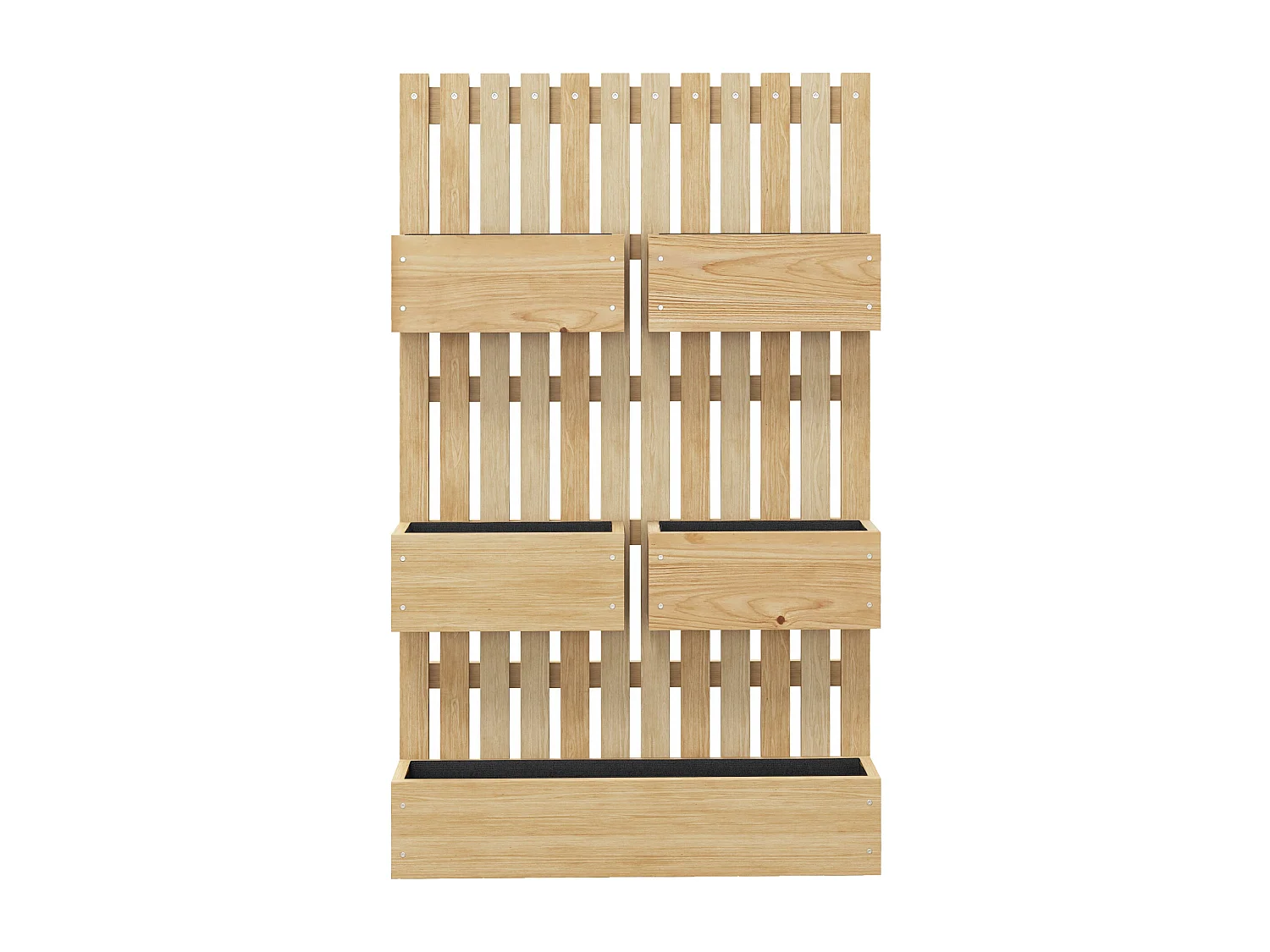 Fioriera con grigliato e fori di drenaggio in legno di abete