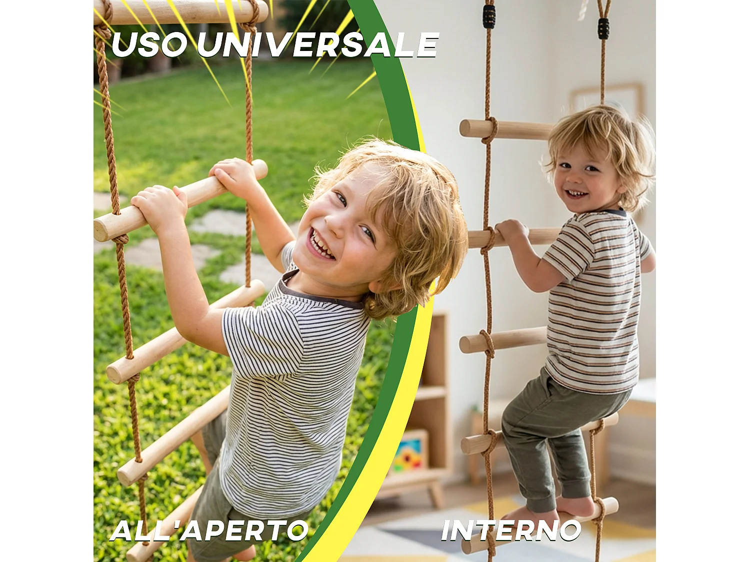 Scaletta per bambini a 5 pioli color legno naturale