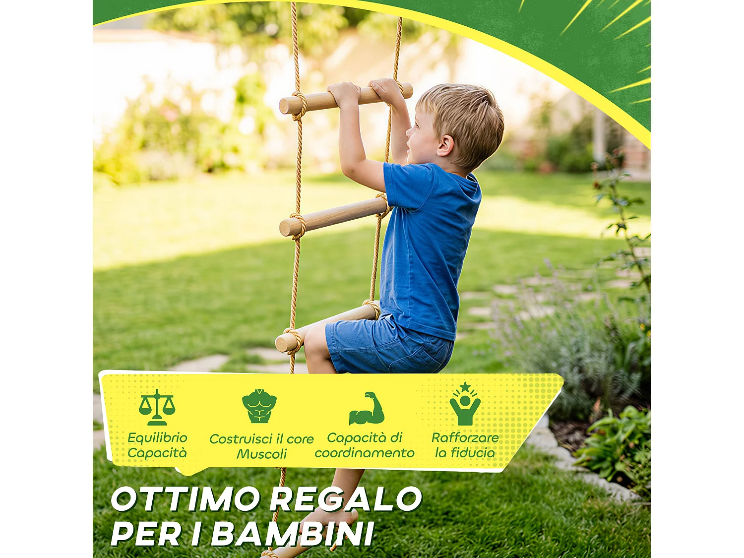 Scaletta per bambini a 5 pioli color legno naturale