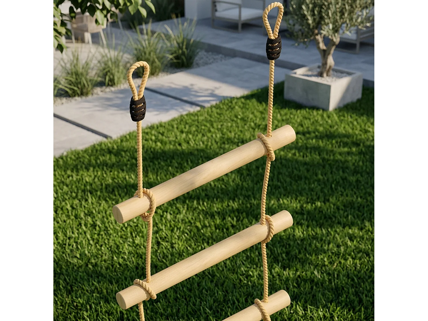 Scaletta per bambini a 5 pioli color legno naturale