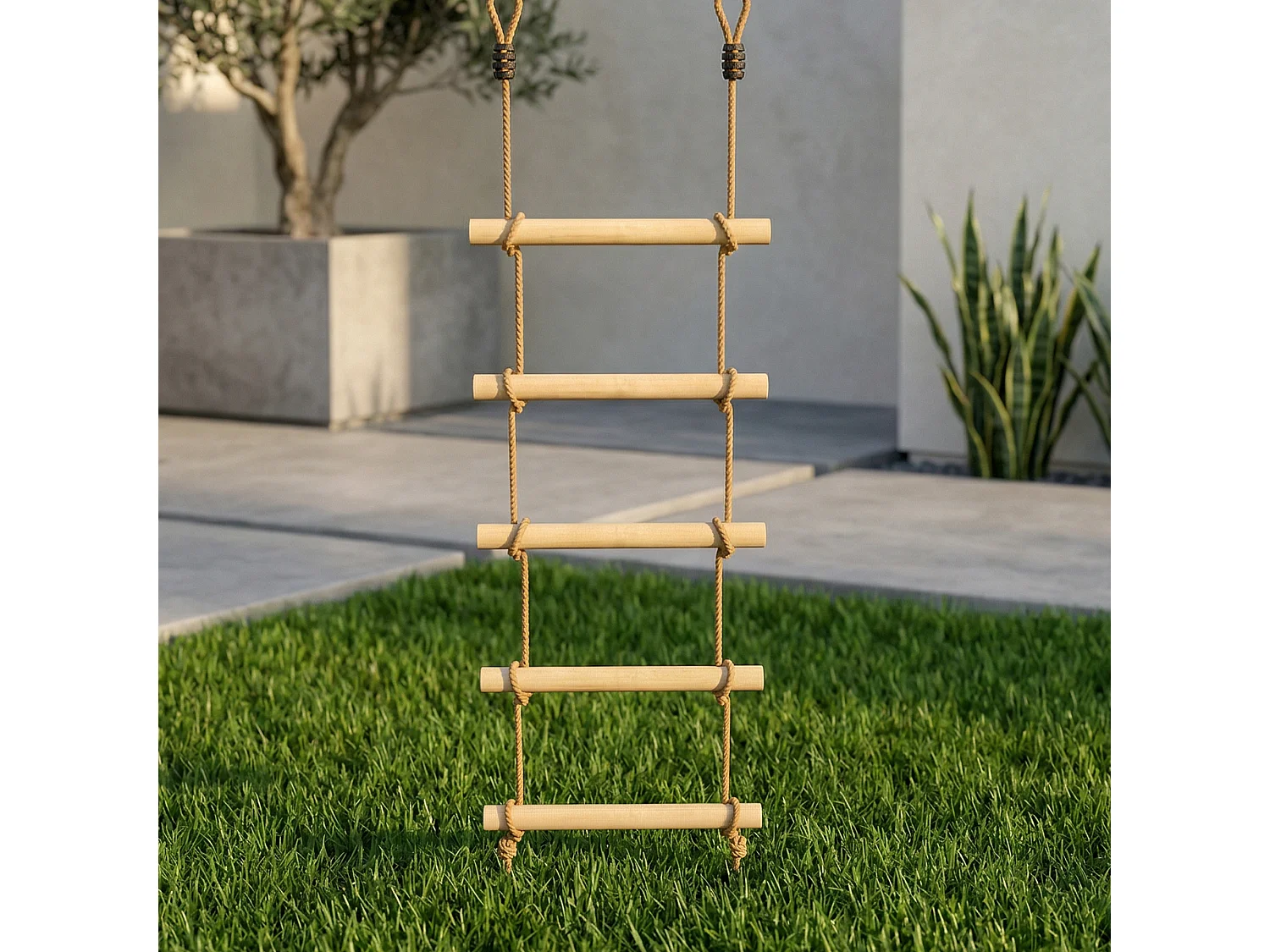 Scaletta per bambini a 5 pioli color legno naturale