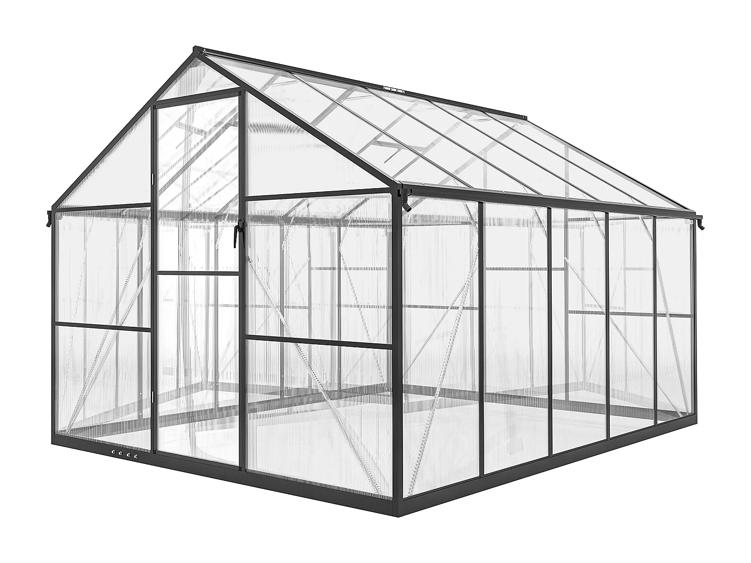 Serra per orto in alluminio e pc con porta a battente 2 finestre nero