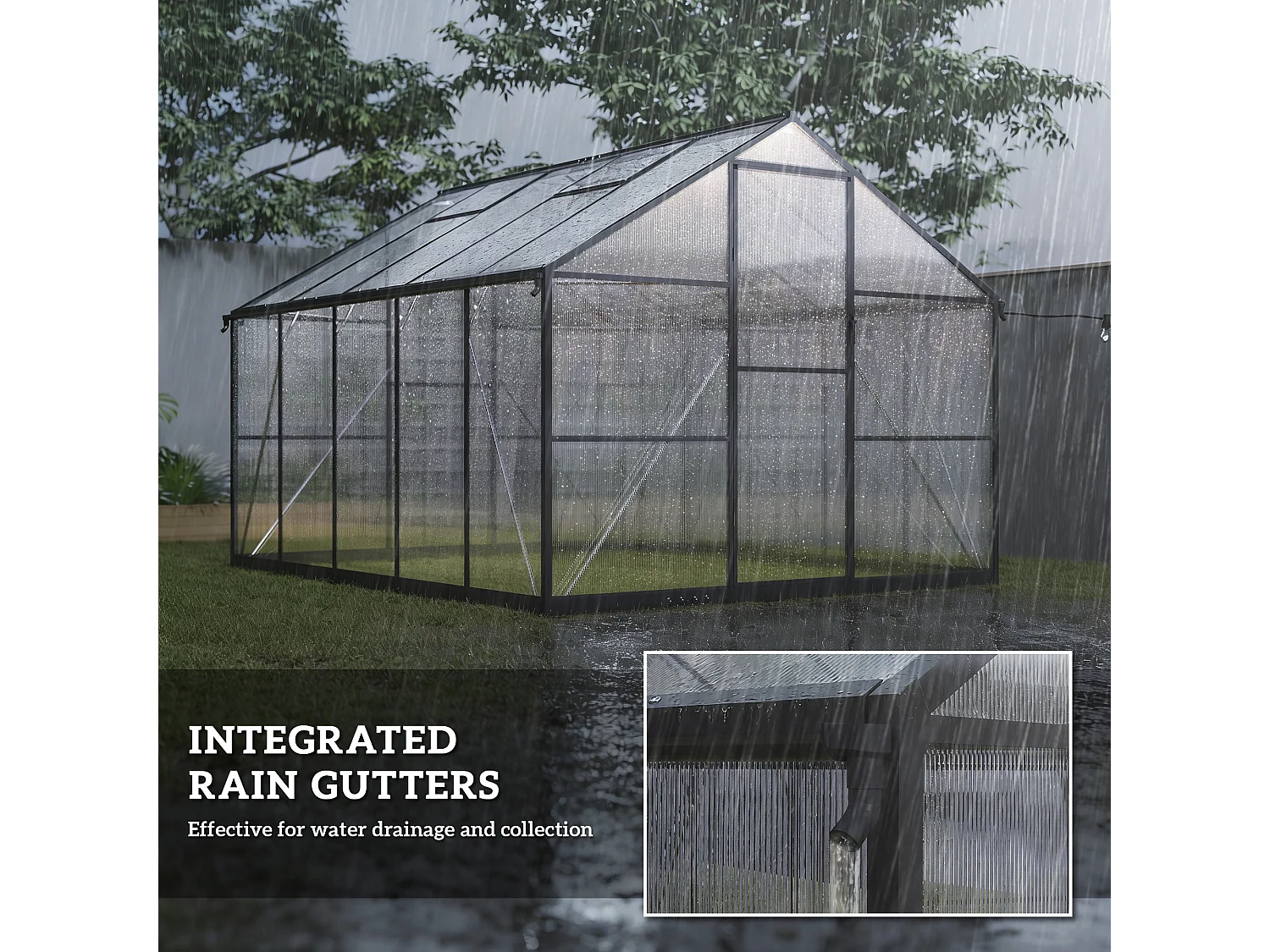 Serra per orto in alluminio e pc con porta a battente 2 finestre nero