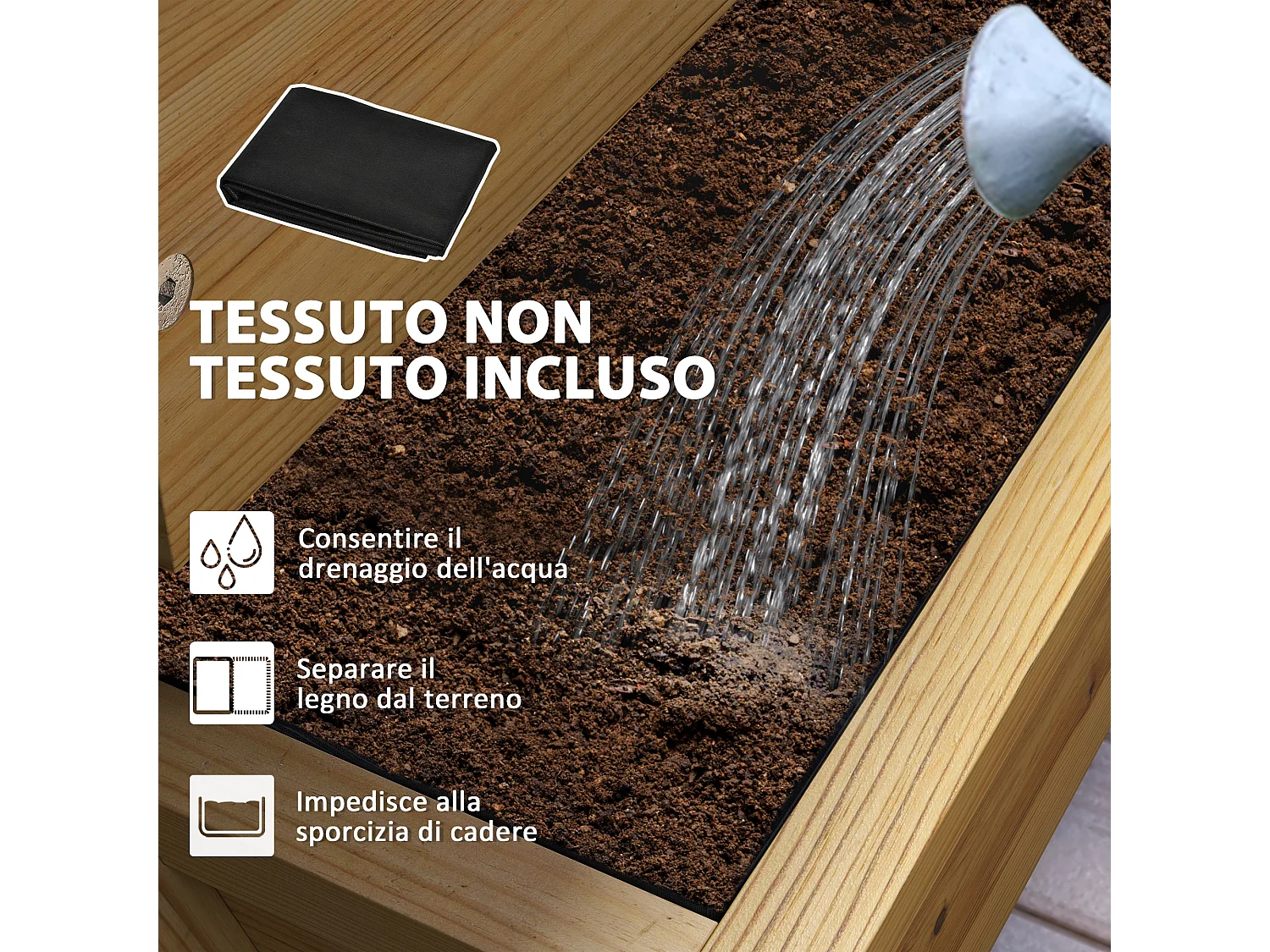 Fioriera rialzata a 4 livelli con fori di drenaggio in legno di abete