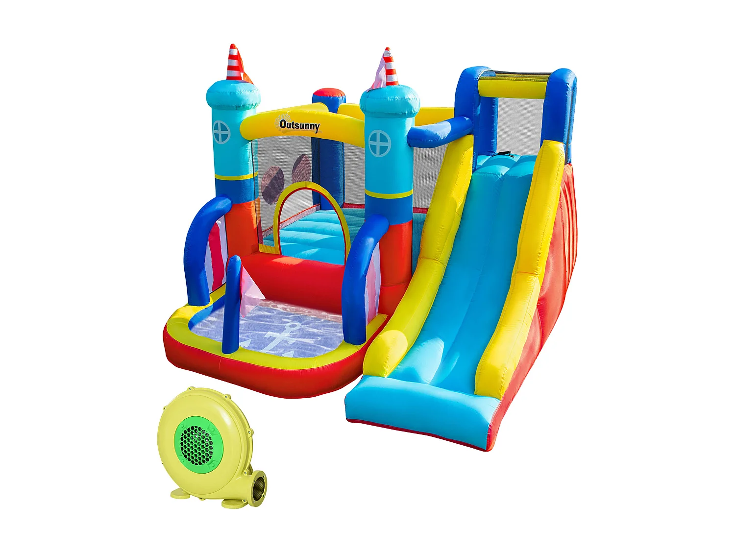 Castello gonfiabile da bambini 3-8 anni 4 in 1 con gonfiatore