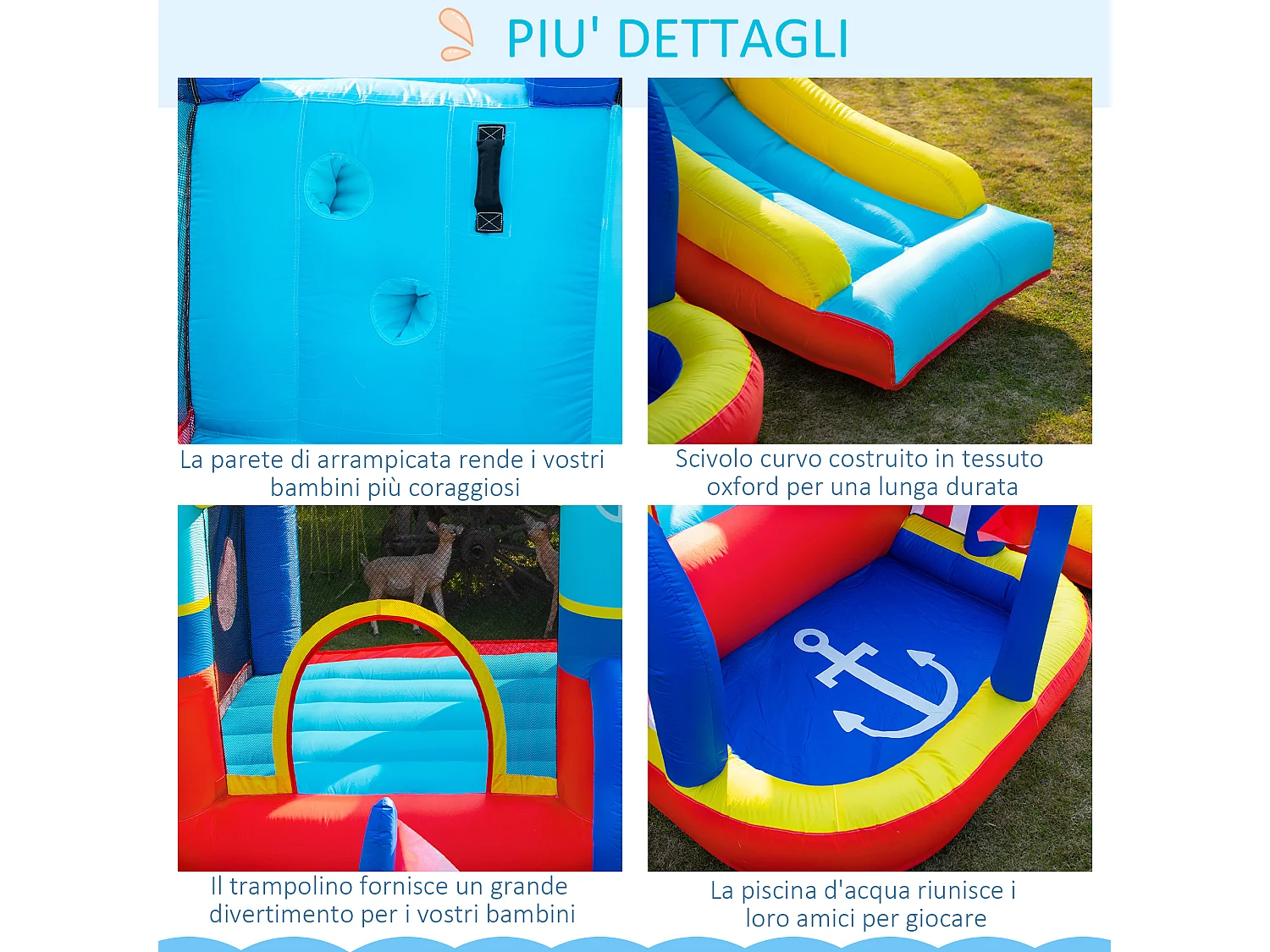 Castello gonfiabile da bambini 3-8 anni 4 in 1 con gonfiatore