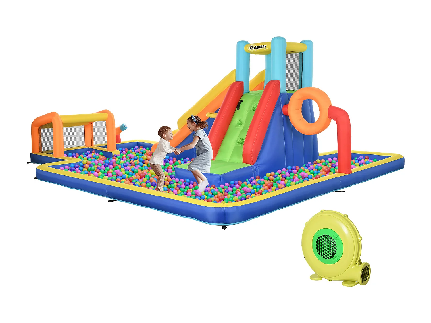 Castello gonfiabile bambini 3-8 anni con scivolo e porta multicolore