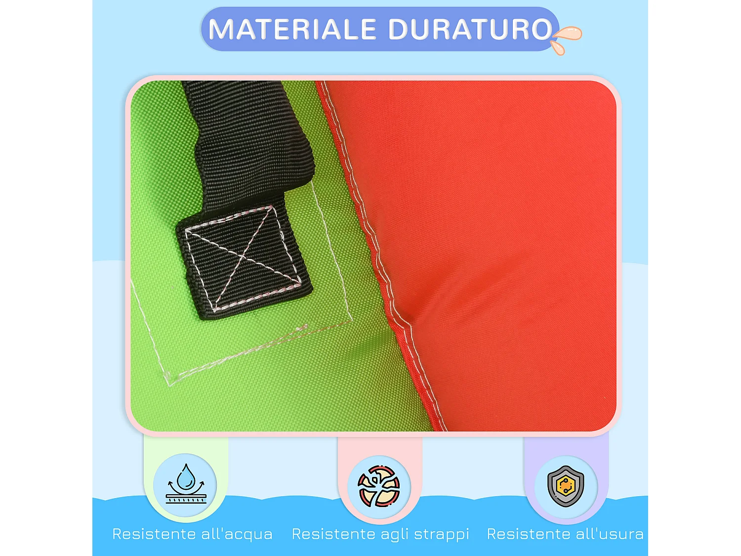 Castello gonfiabile bambini 3-8 anni con scivolo e porta multicolore