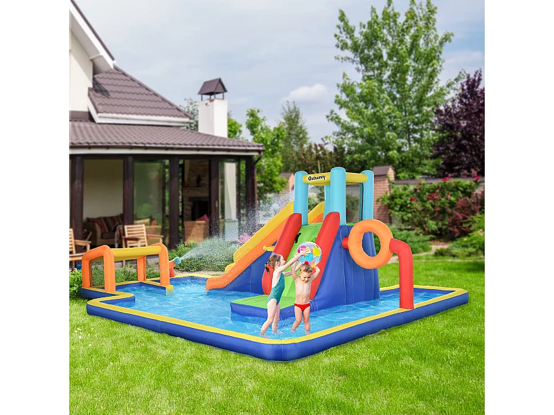 Castello gonfiabile bambini 3-8 anni con scivolo e porta multicolore