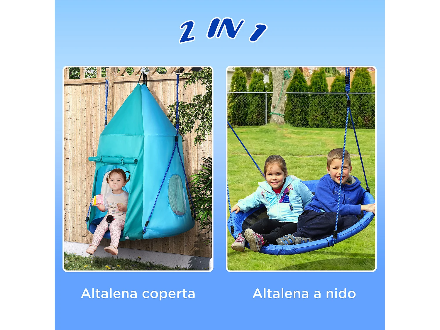 Altalena da giardino con tenda bambini da 3-8 anni ø100cm