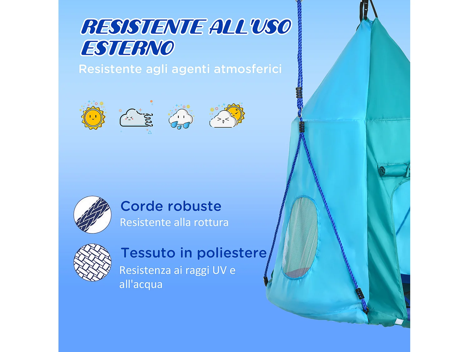 Altalena da giardino con tenda bambini da 3-8 anni ø100cm