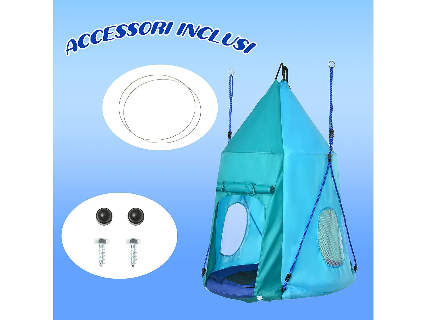 Altalena da giardino con tenda bambini da 3-8 anni ø100cm