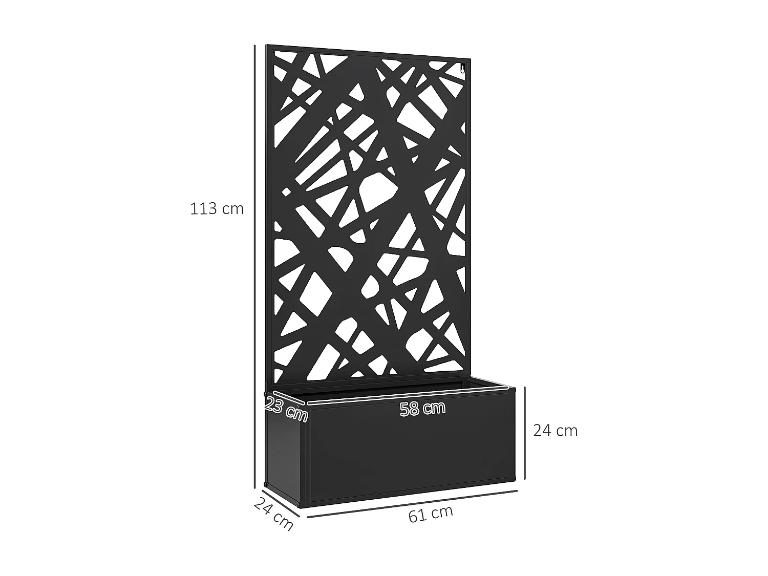 Fioriera con traliccio per rampicanti decorativo nero
