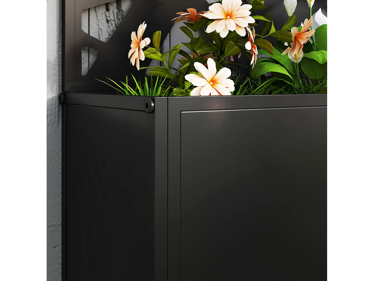 Fioriera con traliccio per rampicanti decorativo nero