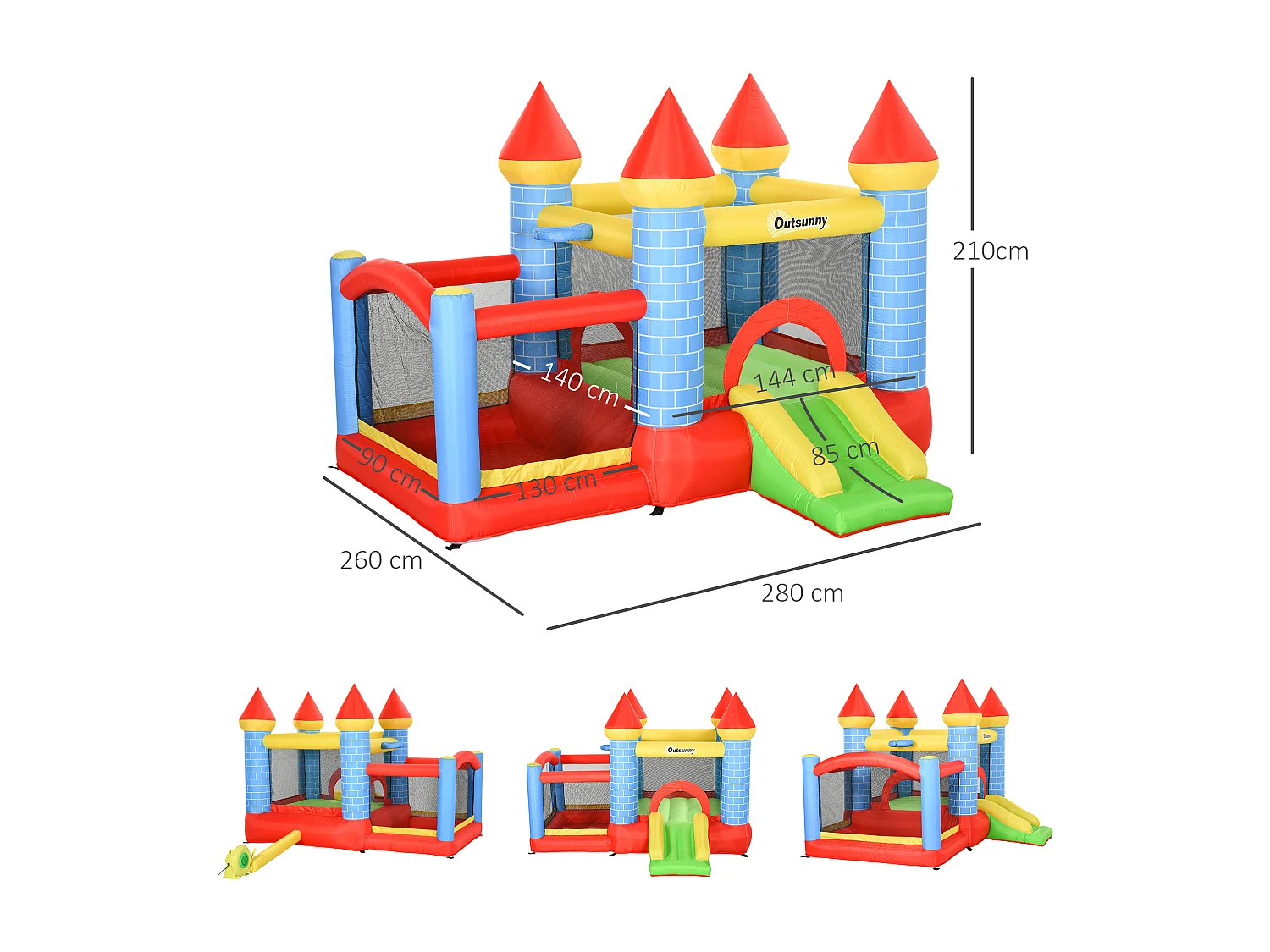 Castello gonfiabile gigante per bambini con scivolo e piscina