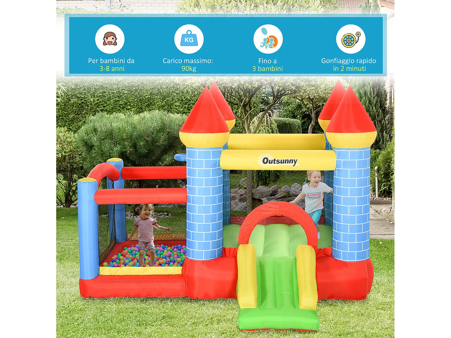 Castello gonfiabile gigante per bambini con scivolo e piscina