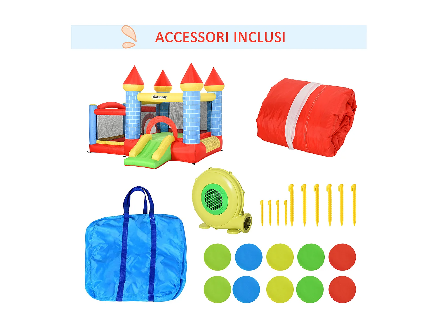 Castello gonfiabile gigante per bambini con scivolo e piscina