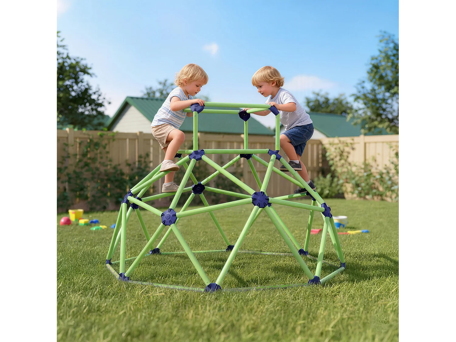 Gioco arrampicata bambini 3-8 anni a cupola in plastica verde e viola