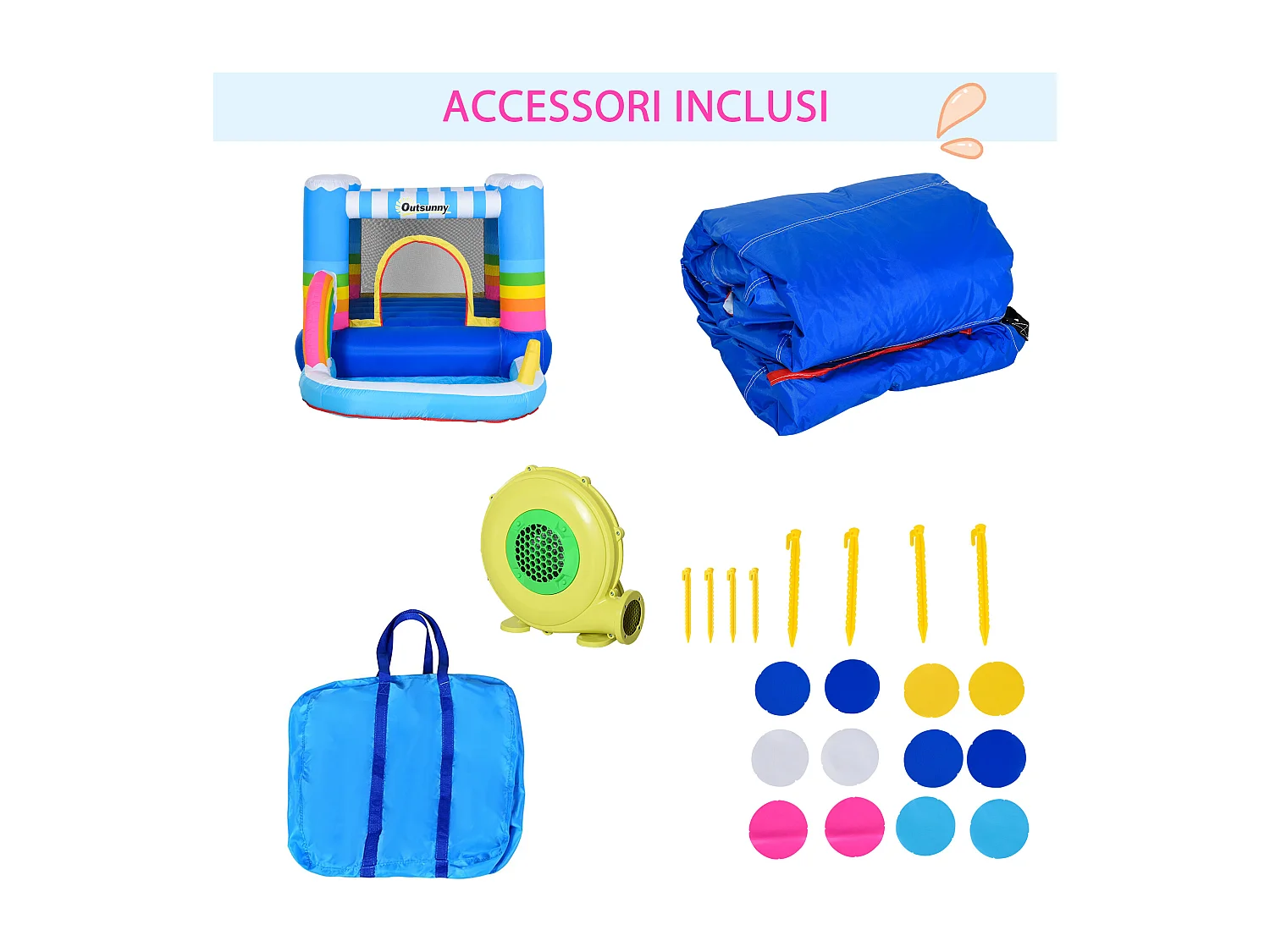 Gioco gonfiabile per bambini con trampolino e piscina pompa inclusa