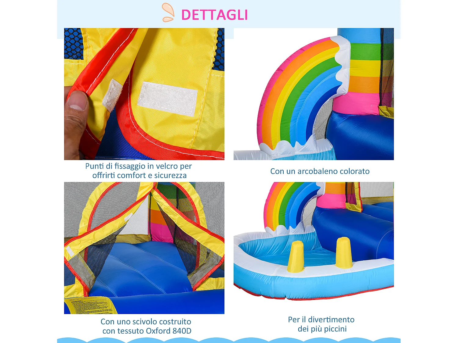 Gioco gonfiabile per bambini con trampolino e piscina pompa inclusa