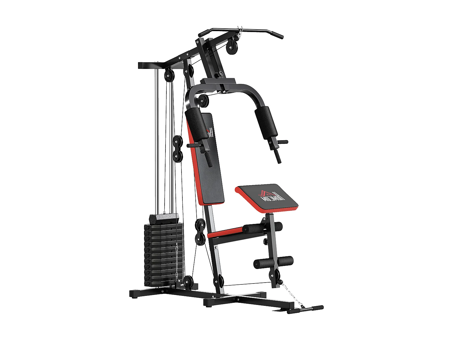 Power tower con pesi da 65kg in acciaio nero rosso