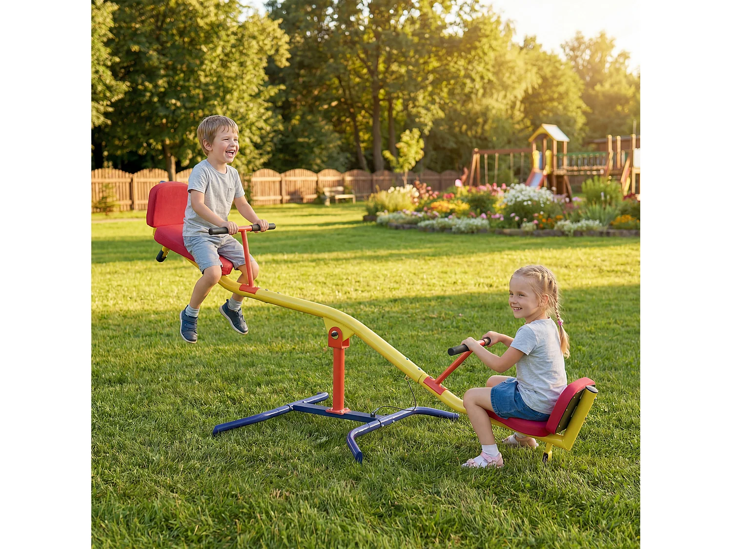 Altalena bilico per bambini girevole 360 gradi in metallo multicolore