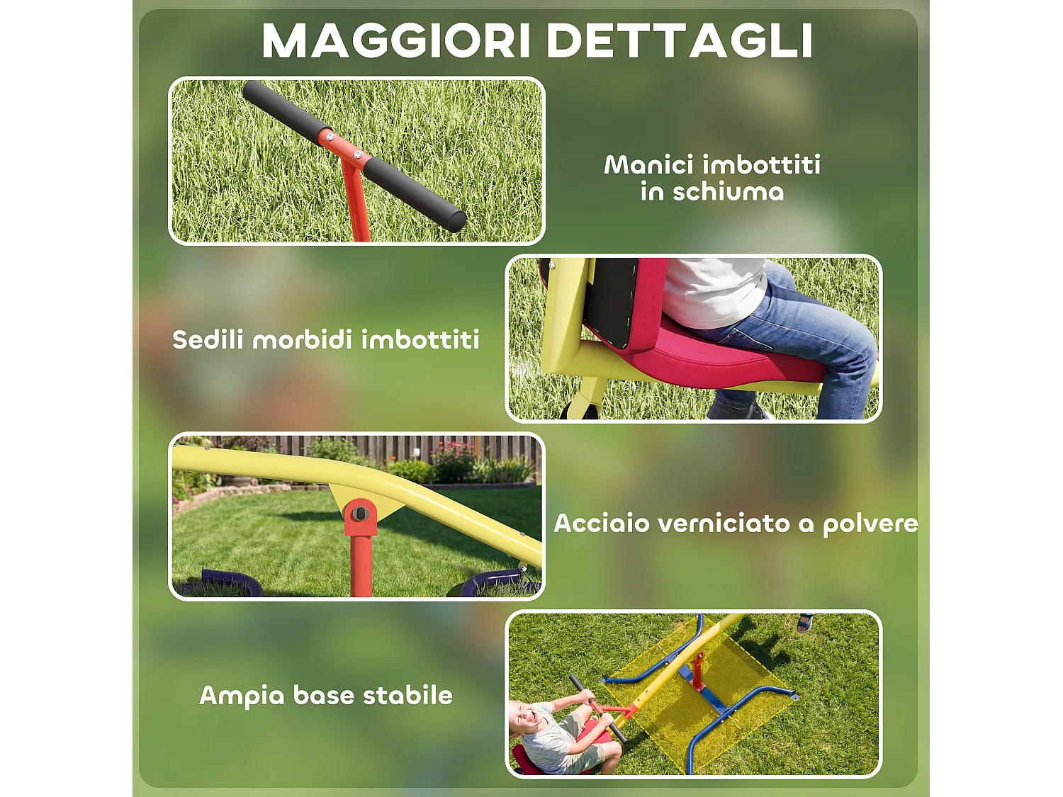 Altalena bilico per bambini girevole 360 gradi in metallo multicolore