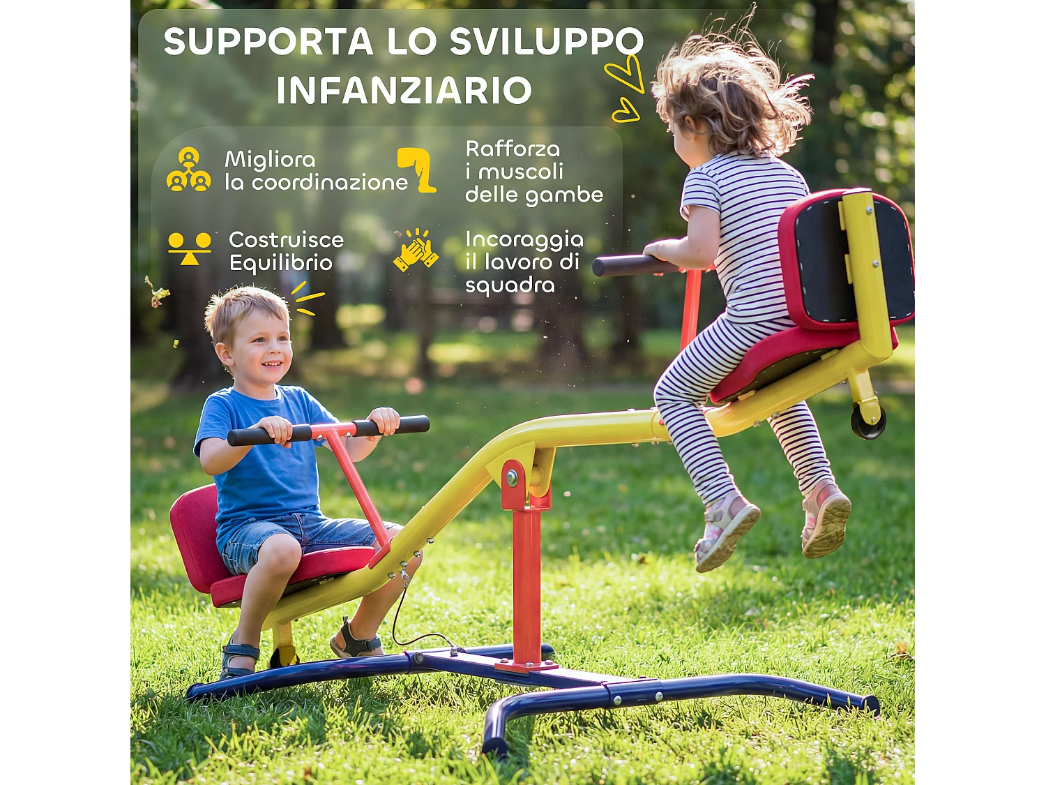 Altalena bilico per bambini girevole 360 gradi in metallo multicolore