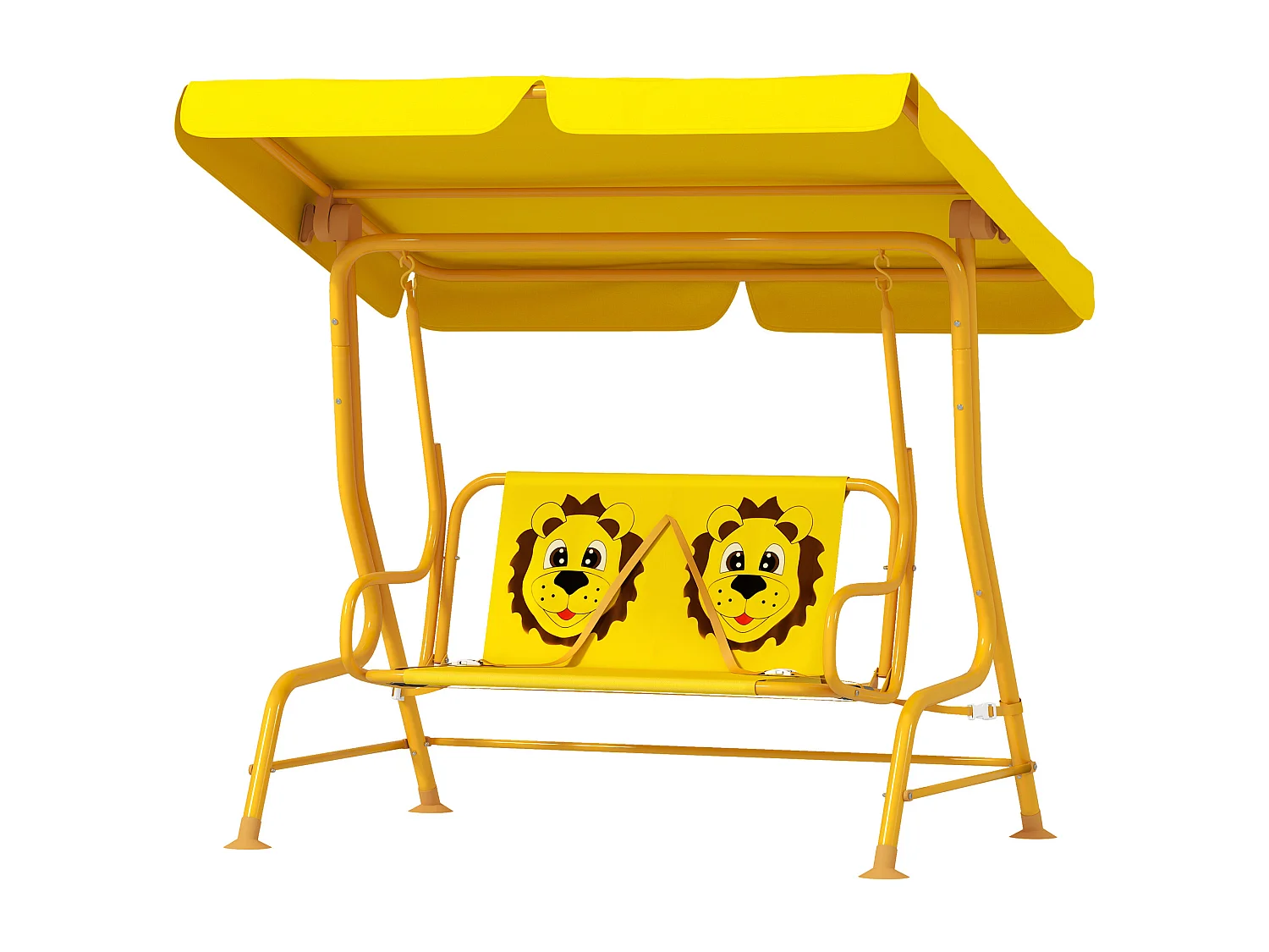 Dondolo per bambini da esterno 2 posti con tettuccio regolabile giallo