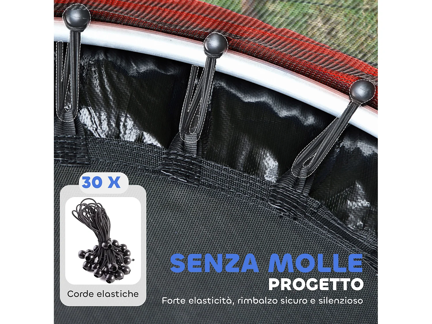 Trampolino per bambini 3-6 anni con rete di sicurezza multicolore