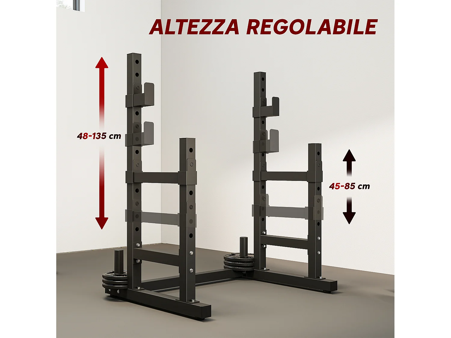 Porta bilanciere regolabile 2 livelli con porta dischi in acciaio nero