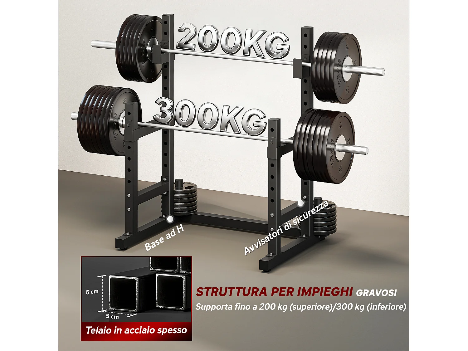 Porta bilanciere regolabile 2 livelli con porta dischi in acciaio nero