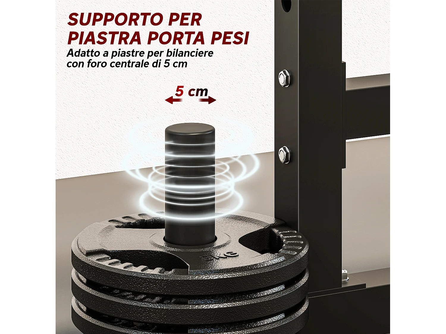 Porta bilanciere regolabile 2 livelli con porta dischi in acciaio nero